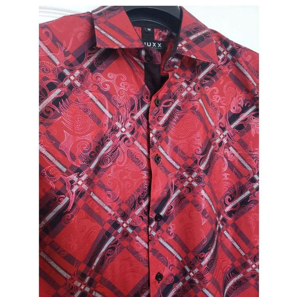 Mens Red Printed  Fashion Shirt Medium EUC - Picture 4 of 9
